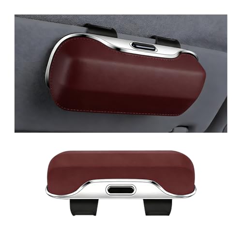 zipelo Sunglasses Holder for Car Sun Visor, Protective Automotive Eyeglasses Storage Case Hanger, Soft Vehicle Interior Glasses Organizer Box Accessories, Universal Fit (Coffee) - color: Coffee