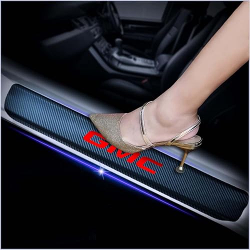 4Pcs Car Door Sill Protector for GMC, Carbon Fiber Anti-Scratch Guard for GMC 1500 2500/HD 3500/HD Denali Elevation AT4 SLT SLE Accessories - Self-Adhesive Car Door & Sill Protector -RED - color: RED