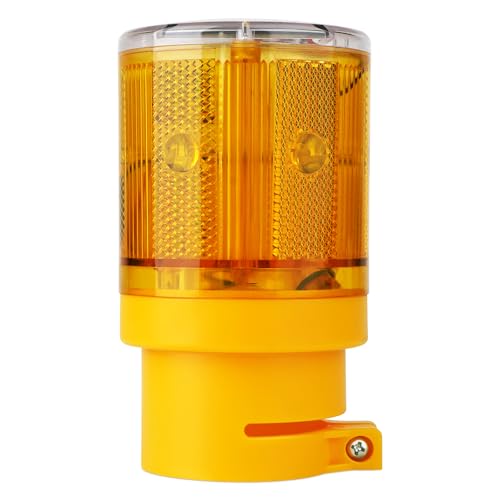 Aolyty LED Solar Strobe Warning Light Flashing Construction Safety Road Barricade Traffic Automatic Vehicle Signal Beacon Lamp Waterproof Automatically Turn on (Yellow) - color: Yellow