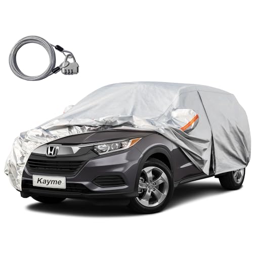 Kayme SUV Car Cover Waterproof All Weather with Lock and Zipper, Outdoor Sun Uv Rain Protection, Fit Audi q3, BMW X1, Honda hrv, Hyundai Tucson Etc (Up to 180 Inch) H11 - color: Silver, size: H11 Fit SUV Jeep, Length (Up to 180 Inch)