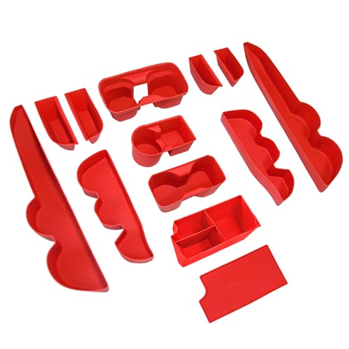 Interior Silicone Liner Insert Custom Fit for Tacoma 2016-2023, Silicone Organizer Tray for Tacoma Gen 3rd Crew Cab only - Fully Covered - for Tacoma Accessories - color: Red, size: Tacoma Gen 3rd (2016-2023) & Crew Cab