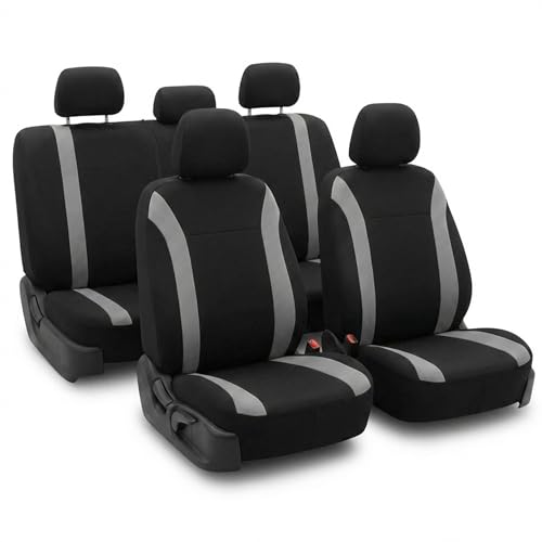 FH Group Automotive Car Seat Covers Cosmopolitan Flat Cloth Full Set Gray Seat Covers, (Airbag Compatible & Split Bench) with Gift Universal Fit Interior Accessories for Cars Trucks and SUVs - color: GRAY, size: FULLSET