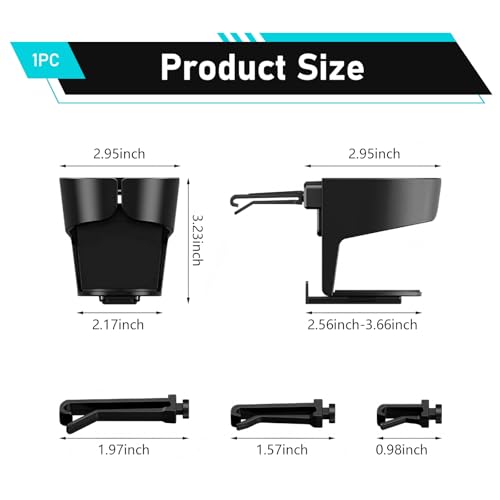 Car Cup Holder, Adjustable Car Cup Holder Expander for Air Vents, Multi-Function Auto Ashtray Mount Expander, Suitable for Vehicles with Horizontal Blade Vents (Black)