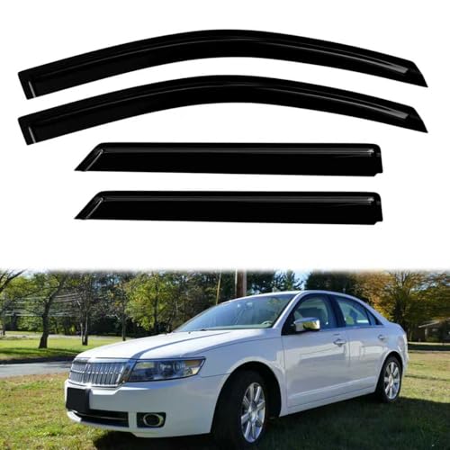 4PC Rain Guards for 06-12 Ford Fusion Window Visors for 07-13 Lincoln MKZ 06-10 Mercury Milan Deflectors Sun Shades Vent Tape On Out Channel - size: 06-12 Ford Fusion & 06-10 Mercury Milan