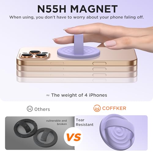 Magnetic Phone Grip Ring Holder, Liquid Silicone Magnet Cell Phone Grip Finger Loop, Compatible with Magsafe, Back of Phone for iPhone 17/16/15/14/13/12 Series, Lilac Purple - color: Lilac Purple