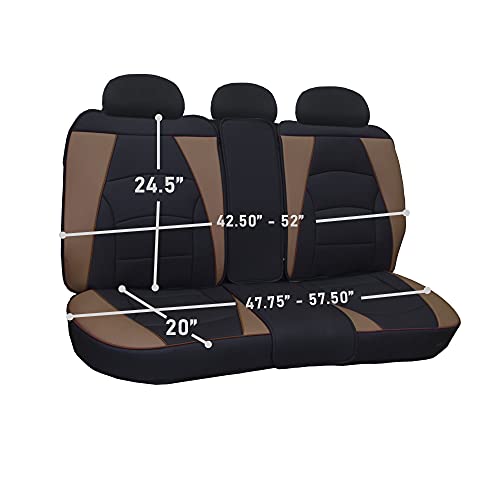 FH Group Ultra Comfort Highest Grade Faux Leather Full Set Cushion Pads Car Seat Covers for Front and Rear– Universal Fit for Cars Trucks & SUVs (Brown/Black) - color: Brown, style: Full Set