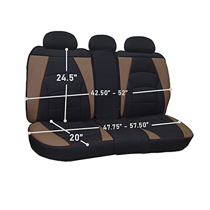 FH Group Ultra Comfort Highest Grade Faux Leather Full Set Cushion Pads Car Seat Covers for Front and Rear– Universal Fit for Cars Trucks & SUVs (Brown/Black) - color: Brown, style: Full Set