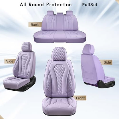 Coverado Car Seat Covers Full Set, Purple Seat Covers, Automotive Car Seat Cover, Car Seat Cushion, Car Seat Covers Front Seats Back Seat Covers, Car Seat Protector Universal Fit Most Cars - color: Purple, size: FullSet