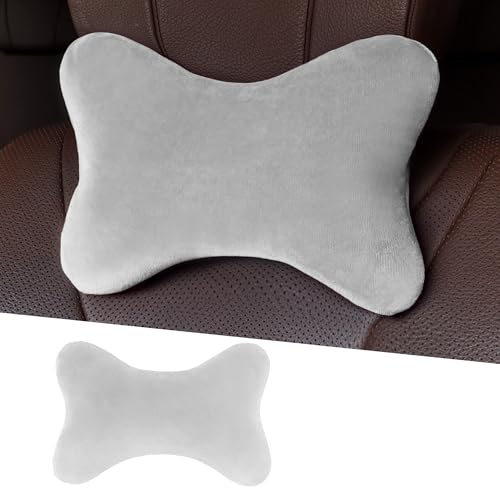 Car Headrest Pillow, Soft Comfortable Memory Foam Automotive Neck Pillow Cushion for Neck Pain Pressure Relief, Universal Fit (Gray) - color: Gray