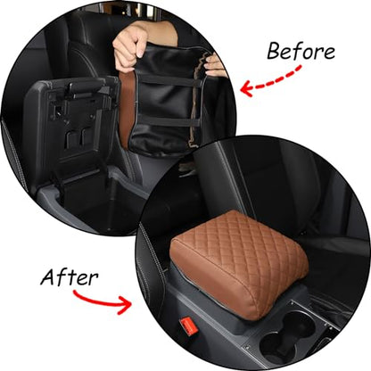 Armrest Box Cover Center Console Pad Compatible with Ineos Grenadier 2020-2024, Comfortable, Breathable, Waterproof Leather Center Console Armrest Cushion (Brown) - color: Brown