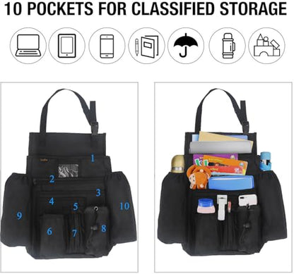 ECWKVN Car Front Seat Organizer - Car File Organizer, Passenger Seat Storage Bag Law Enforcement - Vehicle Storage with Dedicated Laptop Tablet Holder Cup Holder, Black