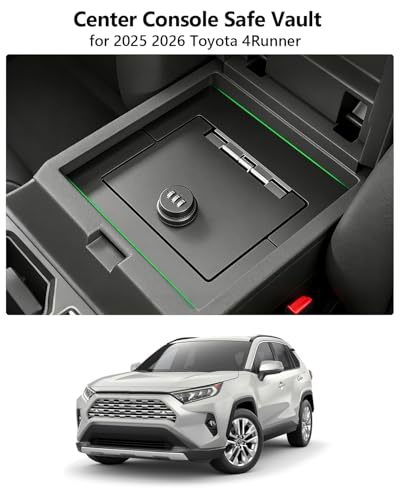 Center Console Safe Lock Box for Toyota 4runner 2025 2026 Accessories No Drill Anti-Theft Armrest Security Organizer with 3-Digit Combination Lock Carbon Steel Safe Vault Replacement - size: Toyota 4runner Safe Organizer