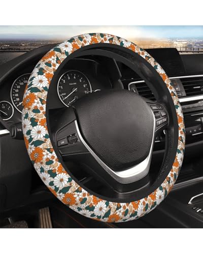 Steering Wheel Cover Accessories Neoprene Cover Non-Slip Breathable Easy to Install Suitable for Women Men Girls for Car SUV Van Truck Universal 14.5-15.5 Inch Daisy - color: Daisy, size: 14.5-15.5 inch