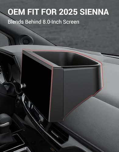 Ecarzo 8.0 inches Screen Dash Tray Phone Holder for Toyota Sienna 2025 2026, Custom Fit Behind Screen Dashboard Organizer, Dash Console Storage Tray with Non-Slip Liner (NOT for 12.3-Inch Display) - size: Toyota Sienna 2025-2026 8-Inch Behind Screen Tray