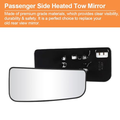 Senzeal Passenger Side Heated Lower Mirror Glass Replacement for Ford F150 Truck 2015-2020 Ford F250 F350 Super Duty F450 F550 Truck 2017-2022 Towing Mirror FL3Z17K707J (Right Side) - size: Passenger Lower Side (Right)