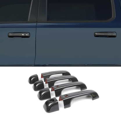 ERIDANUS Auto Accessories Fit for Dodge RAM 1500 2024 2023 2022 Side Door Handle Bowl Frame Cover Trim (Carbon Fiber Style with Smart Key Hole) ABS 8PCS - color: Carbon Fiber Style With Smart Key Hole