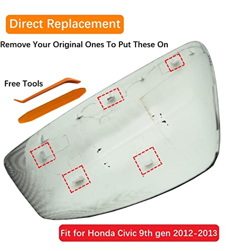 for Hon-da Civic 2012-2013 Carbon Fiber Side Mirror Cover Caps - Direct Replacement Style