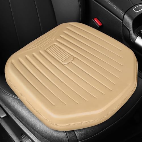 CAR PASS Premium Leather Car Seat Cushion, Comfort Memory Foam Driver Seat Cushion for Long Driving, Waterproof Non-Slip Seat Cushions for Cars, Truck, SUV, Office Chairs, Stadium, Beige - color: Beige