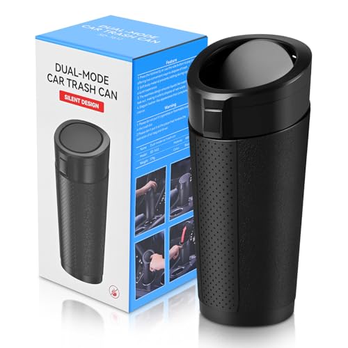 Car Trash Can Bin with Lid, Mini Leakproof Garbage Can for Vehicle, Cup Holder Trash Can, Small Trash Bin for Cars, Home, Bedroom, Office (Black 01) - color: Black 01