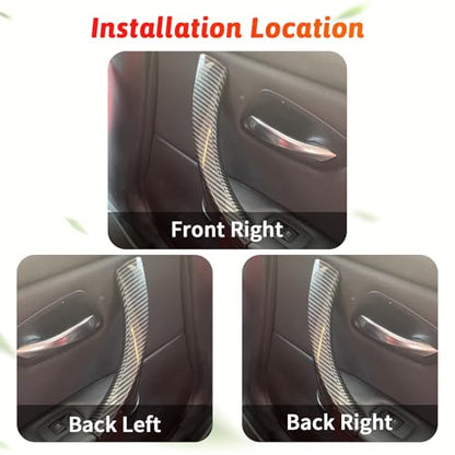 6PCS/Set Interior Inner Inside Door Pull Sticky Handle Cover for BMW 3 Series E90/E91/E92/E93 320 325 328 335 330 M3 (2004-2011) Left and Right Passenger Side (Carbon Fiber Pattern) - color: Carbon Fiber Pattern