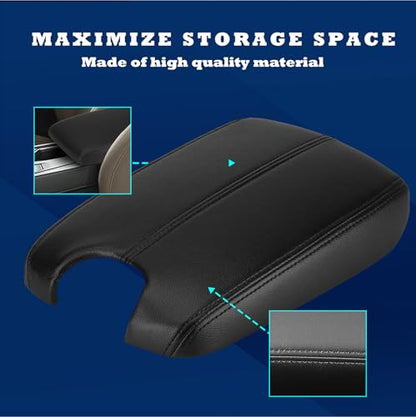 Compatible with Center Console Lid Armrest Honda Accord Replacement Cover 2008 2009 2010 2011 2012 Center Console Cover (Black(Center & Front)) - color: Black(Center & Front)