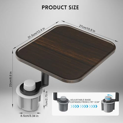 360° Rotation Car Desk for Laptop, Height-Adjustable Cup Holder Table, Wooden Car Food Tray & Laptop Mount Compatible with Tesla Model Y/3/S, Ford F150/Explorer/Maverick & Most Vehicles (Dark Walnut) - color: Dark Walnut