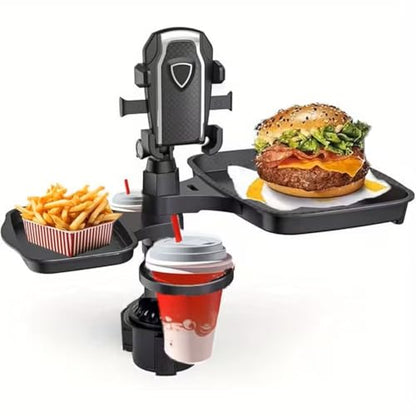 5 in 1 Car Table Tray，Mobile Phone Holder Car Cup Holder Tray ，360° Rotation Cup Holder Tray for Car，Compatible with Vehicles, Car, Road Trip Essentials