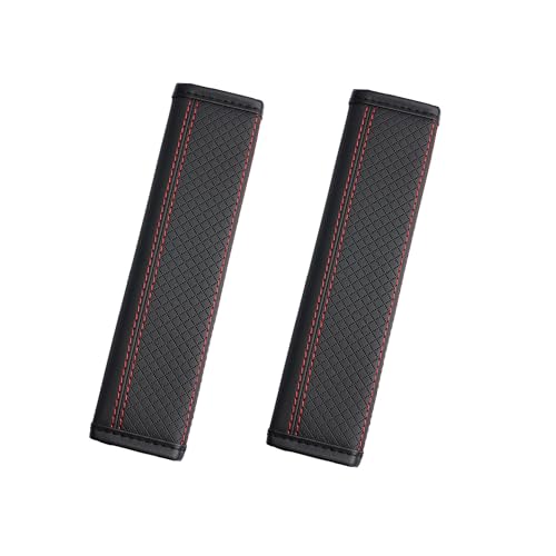 Car Seat Belt Cover Pads, Leather Seat Belt Cover, Universal Car Seat Belt Shoulder Strap Covers, Breathable Leather Soft Harness Pad Protect Your Neck and Shoulder, 2 PCS (Diamond-Red) - color: Diamond-Red