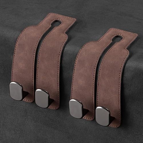 Car Seat Hooks for Headrest Purses and Bags Car Organization Accessories Double Flexible Leather Hooks Back Seat Hanger 2 in 1 Car Organizer and Storage Car Must Haves(2 Packs- Brown） - color: Brown, size: 2 Packs