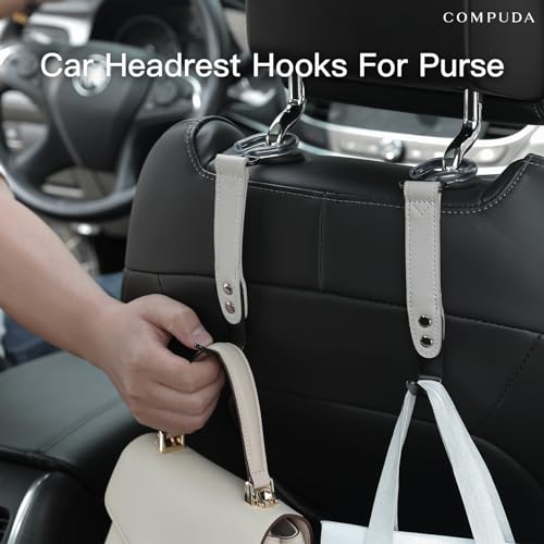 Car Headrest Hook 2 Pack Car Hook Holder Leather Headrest Hooks for Purses and Bags,SUS304 Car Hook (Grey) - color: Gray