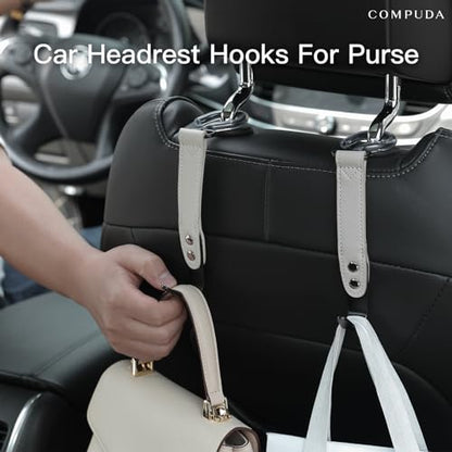 Car Headrest Hook 2 Pack Car Hook Holder Leather Headrest Hooks for Purses and Bags,SUS304 Car Hook (Grey) - color: Gray