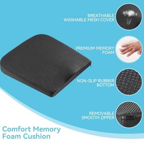 Car Seat Cushion for Driving, Office Chair Cushions with Removable Cover, Non-Slip Sciatica & Lower Back Tailbone Chair Pillow Pad, Memory Foam Seat Cushion for Car Seat Driver Truck Desk Wheelchair