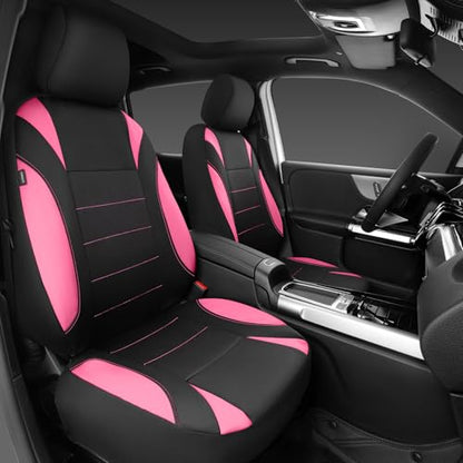CAR PASS Waterproof Car Seat Covers Full Sets, Universal Fit Seat Covers for Cars, EVA Neoprene Seat Cover Set Full Sets, Interior Covers for Auto SUV,Vans,sedans, Trucks,(Black Pink) - color: Pink Full Sets