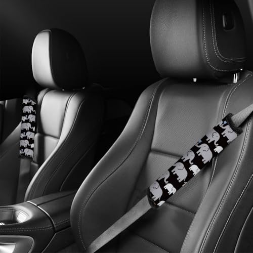 2Pcs Soft Auto Seat Belt Cover Pad Cartoon Elephants Animal Colorful Car Seatbelt Shoulder Cushion for Comfortable Driving, Compatible with All Cars' Seatbelt and Backpack Straps - color: Elephant