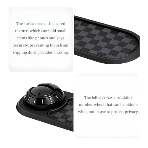 Car Dash Anti-Slip Pad, 3-in-1 Rotatable Dash Non-Slip Mat with Phone Holder & Temporary Parking Number, Multifunctional Dashboard Grip Mat for Key Gadgets, Universal Fit (Gray/Black) - color: Gray/Black