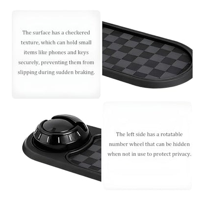 Car Dash Anti-Slip Pad, 3-in-1 Rotatable Dash Non-Slip Mat with Phone Holder & Temporary Parking Number, Multifunctional Dashboard Grip Mat for Key Gadgets, Universal Fit (Gray/Black) - color: Gray/Black
