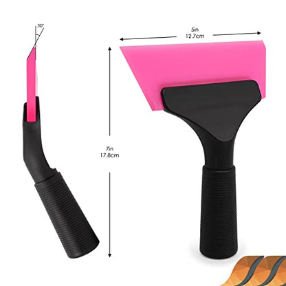 EHDIS Small Squeegee 5 inch Rubber Window Tint Windshield Scraper for Car,Glass, Mirror, Shower, Door,Bathroom Cleaning (Pink) - color: Pink