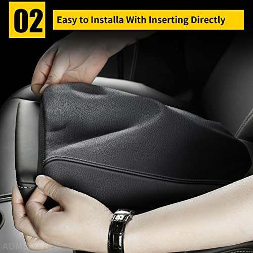 AOMSAZTO Console Covers for 2013-2018 Nissan Altima Armrest Covers for Nissan Altima Leather Black with Black Stiches - size: 2013-2018 Nissan Altima