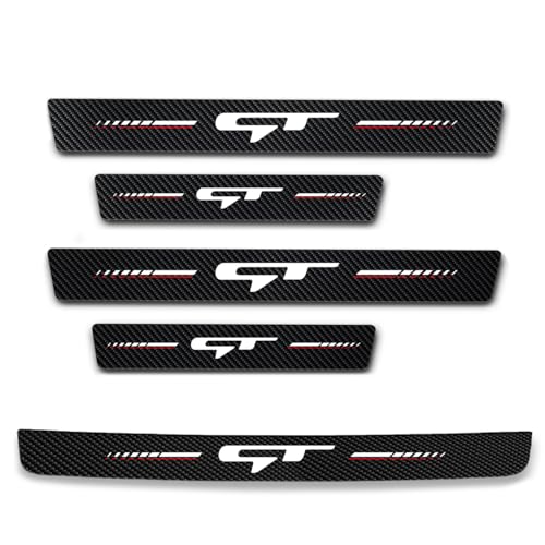 5Pcs Door Sill Protector for Kia K3 Cerato 2021-2024 GT, Carbon Fiber Door Sill Stickers, Front Rear Door & Trunk Sill Plate Guards Auto Accessories - color: White Gt