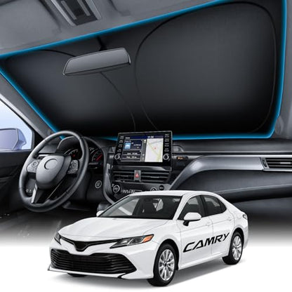 Wigoo for Toyota Camry Windshield Sunshade [OEM Design, 100% Sun Blockage] Foldable Heat Insulation Sun Shade with Storage Bag, for Toyota Camry 2018-2026, Silver Coating - size: for Toyota Camry(2018-2026)
