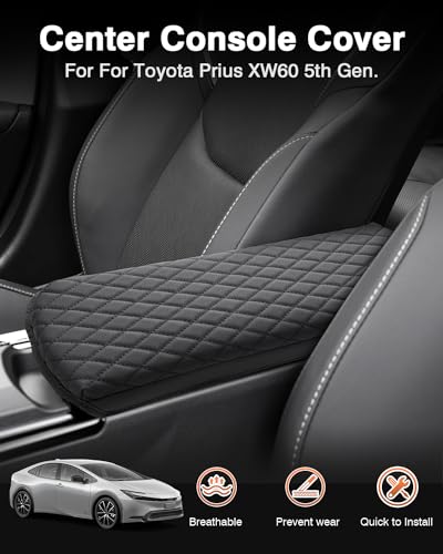 Shademax Custom for 2023 2024 2025 2026 Toyota Prius Center Console Cover Armrest Cover Cushion Pad Cover 2025 Prius XW60 5th Accessories Middle Console Arm Rest Protector PU Leather Anti-Scratch - size: for 2023-2026 Toyota Prius