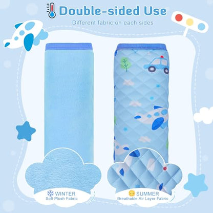 INFANZIA Car Seat Strap Covers for Infants Babies, Soft Carseat Shoulder Pads for Kids, Double-Sided Use Seatbelt Cushion Covers for Stroller, Pushchair & High Chair (Blue) - color: Blue