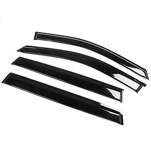 IKON MOTORSPORTS, Tape on Window Visor Compatible with 2019-2025 Toyota RAV4, Acrylic Dark Smoke 4PCS Sun Rain Shade Guard Wind Vent Air Deflector - color: Smoke/Tinted
