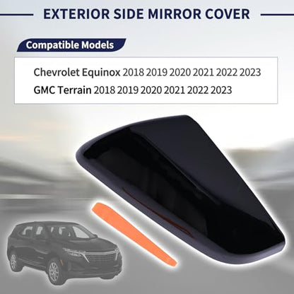 Exterior Side Mirror Cover Driver Side 23406417 84225386 Compatible with Chevrolet Equinox GMC Terrain 2018-2023 Rearview Mirror Cap Left Side - size: Left Side
