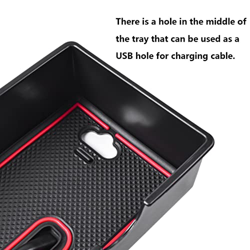 EDBETOS Center Console Organizer Tray Compatible with Jeep Renegade Accessories 2015-2019 2020 2021 2022 2023 Armrest Glove Box Secondary Storage (Red Line) - color: Red Line