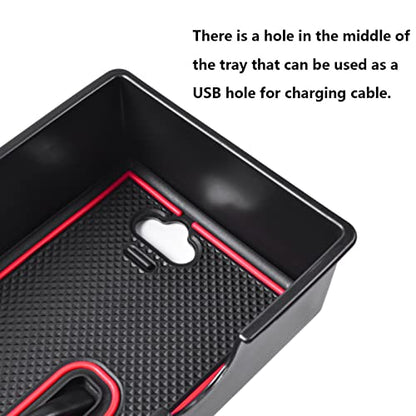 EDBETOS Center Console Organizer Tray Compatible with Jeep Renegade Accessories 2015-2019 2020 2021 2022 2023 Armrest Glove Box Secondary Storage (Red Line) - color: Red Line