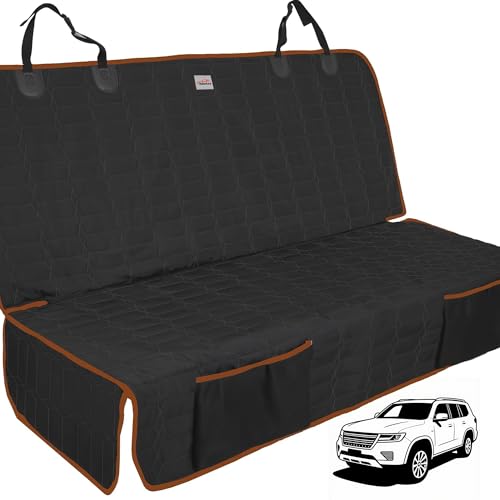 Reliadura Dog Seat Cover for Back Seat Waterproof Bench Seat Covers for SUV Washable Car Seat Covers for Dogs Non-Slip Pet Seat Cover for Back Seat Heavy Duty Protector for SUVs - color: Black-Brown, size: SUV Bench-54"W