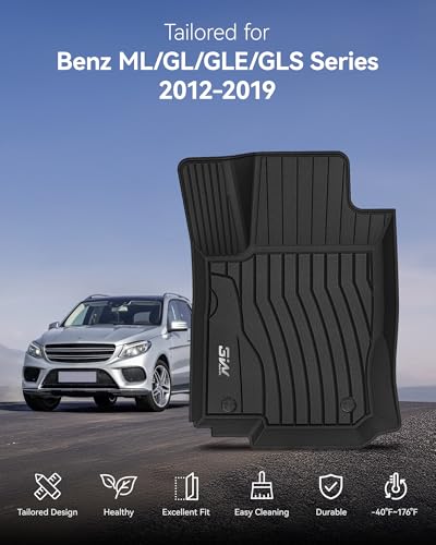 3W Floor Mats for 2012-2019 Benz ML/GL/GLE/GLS Series (ML/GL/GLE/GLS 350/450/550/63 AMG), TPE All Weather Custom Fit Floor Liner for 1st and 2nd Row Full Set Car Mats, Black - size: 5. Benz ML/GLE/GLS|12-19|Floor Mats Upgrade