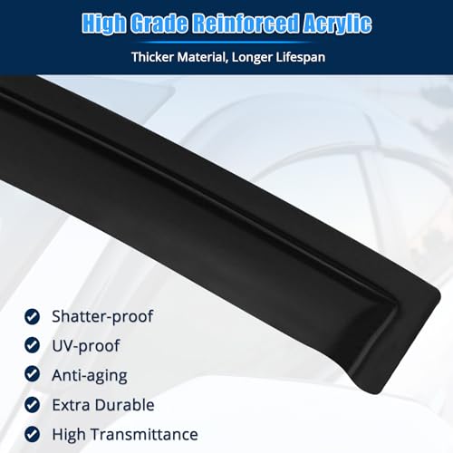 FREEMOTOR802 Tape-on Window Deflectors Fits 1996-2007 Chrysler Town & Country & Dodge Caravan, Rain Guards Side Window Visors Wind Deflectors Vent Visors Slim Style Smoke Tinted Acrylic 2 Pieces
