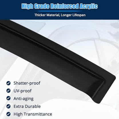 FREEMOTOR802 Tape-on Window Deflectors Fits 1996-2007 Chrysler Town & Country & Dodge Caravan, Rain Guards Side Window Visors Wind Deflectors Vent Visors Slim Style Smoke Tinted Acrylic 2 Pieces